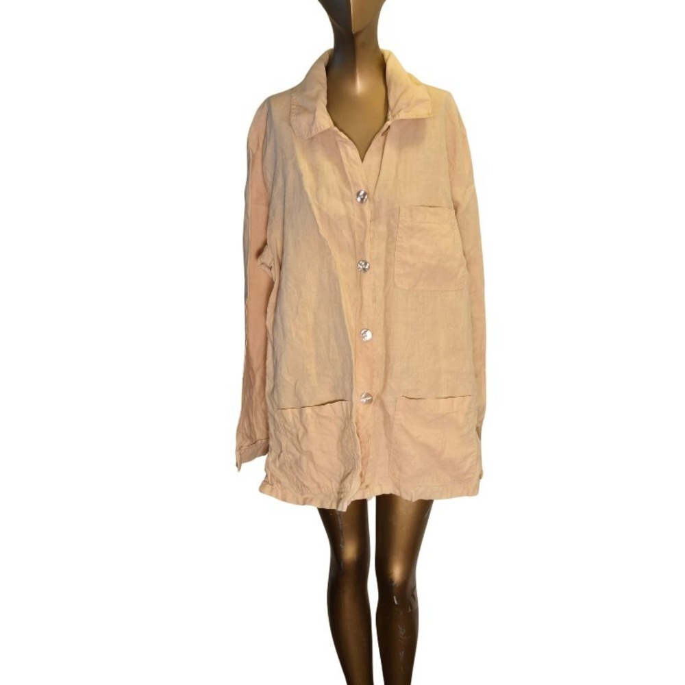 TSD Two Star Dog Hemp Beige Collored Relaxed Button‎ Up Shirt With Pocket Size S